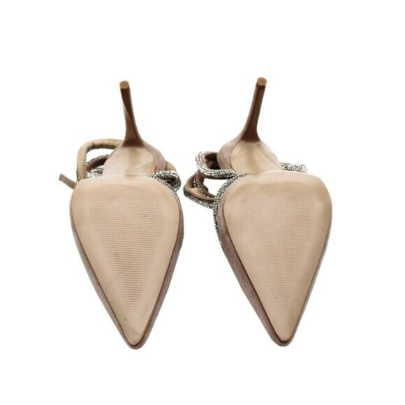 Vhny Womens Claudia Suede Pointed Toe Rhinestone Ankle Strap Wrap Heels Womens - Picture 4 of 16